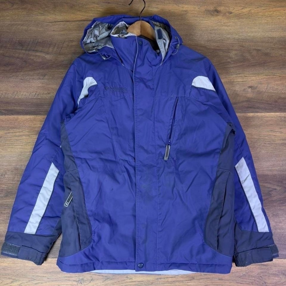 Columbia Men's Small Hooded Jacket Blue Gray Y2K Vintage